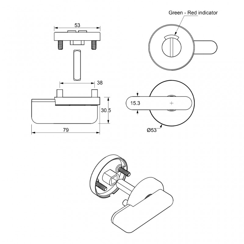 WC EXTERNAL LOCK D.53 / INOX  CATCHES AND LATCHES